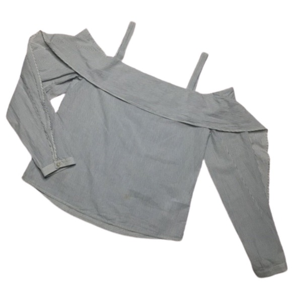 All Saints Khan Stripe Off Shoulder Cotton Blouse - Picture 4 of 6